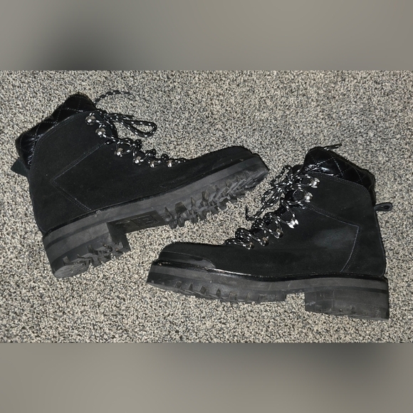 Marc Fisher LTD Innie Suede Lace-Up Hiker Boots Black Womens Dize 8 - Picture 5 of 12